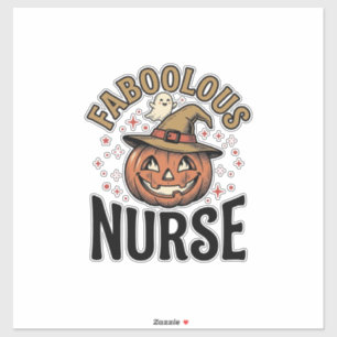 Pegatina Camiseta Vintage de Halloween de Enfermera Faboolo