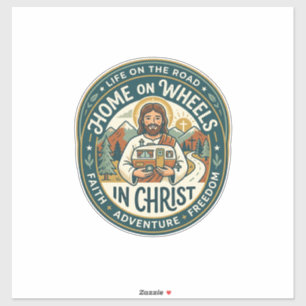Pegatina Camiseta Vintage de Jesus RV Camper Life Gráfica C