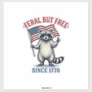 Pegatina Camiseta Vintage de Mapache Patriótico Feral Pero