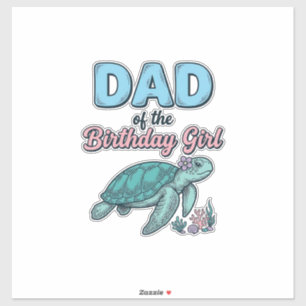 Pegatina Camiseta Vintage de Papá de la Cumpleañera Tortuga
