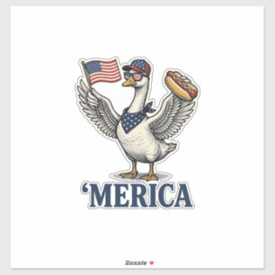 Pegatina Camiseta Vintage de Perro Caliente 'Merica Patriót