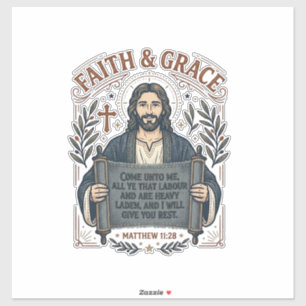 Pegatina Camiseta Vintage de Punto de Cruz de Jesús Gráfica