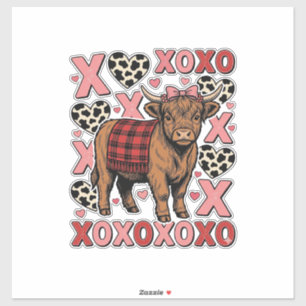 Pegatina Camiseta Vintage de San Valentín XOXO de Vaca de l