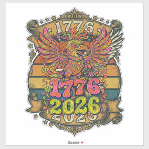 Pegatina Camiseta Vintage Eagle 1776 2026 Burbuja Patriótic