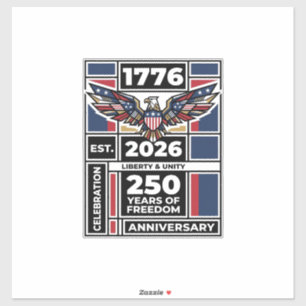 Pegatina Camiseta Vintage Eagle 1776 2026 Tipografía Patrió