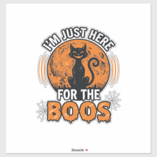 Pegatina Camiseta Vintage Gato Negro de Halloween Aquí Para