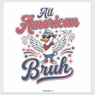 Pegatina Camiseta Vintage Pato Patriótico Todo Americano Br