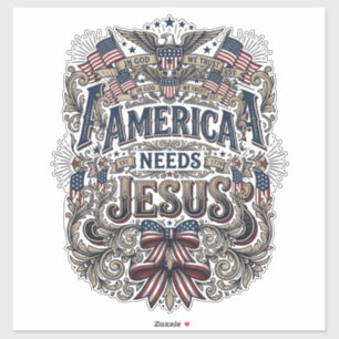 Pegatina Camiseta vintage Patriótica América Necesita Jesús
