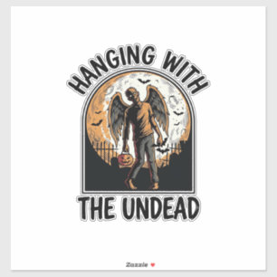 Pegatina Camiseta Zombie Relajado Gráfica Vintage de Hallow