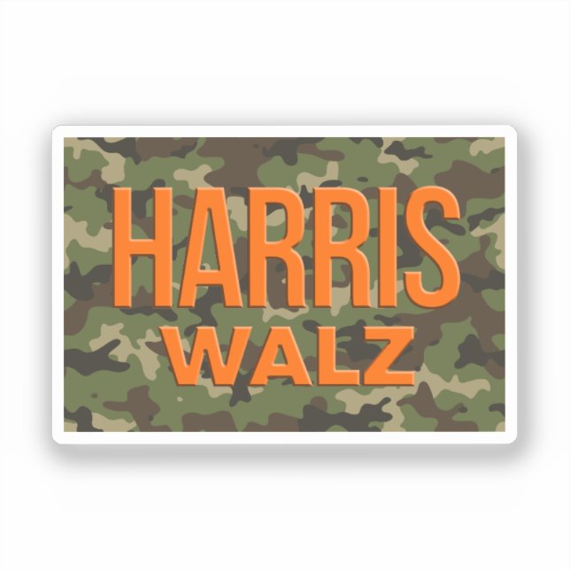 Pegatina Camouflage Harris Walz 2024 (Anverso)