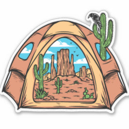 Pegatina Campamento en tienda de desierto Cactus Fauna 