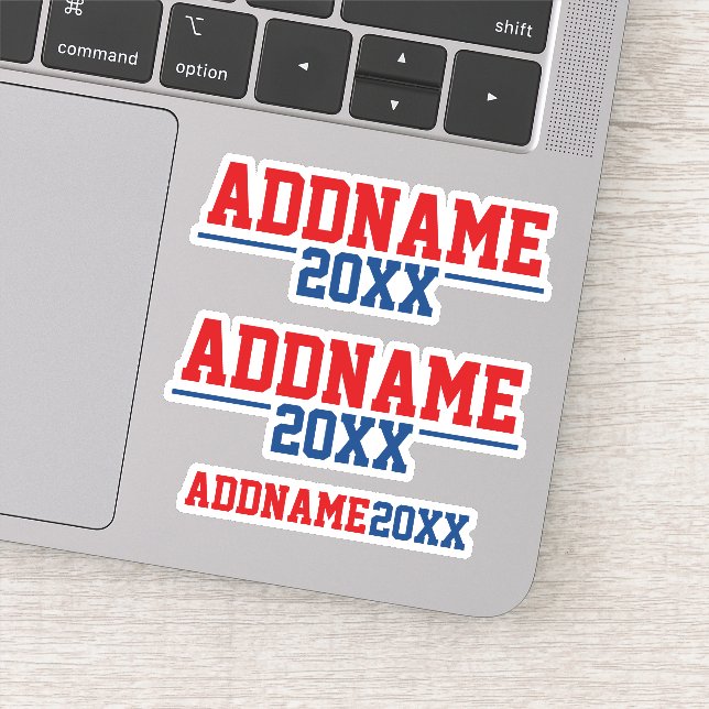 Pegatina Campaña personalizado - Azul rojo clásico con año (Detalle)