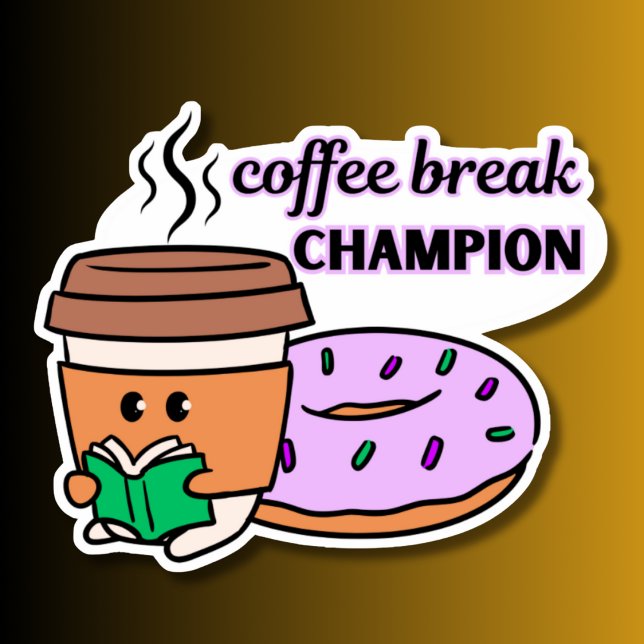 Pegatina Campeón de la pausa del café impermeable (Subido por el creador)