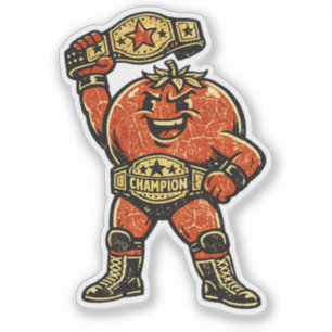 Pegatina Campeón de Lucha de Tomates — Luchador Retro Vinta