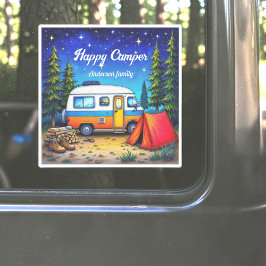 Pegatina Camper Camping Blue Green Watercolor