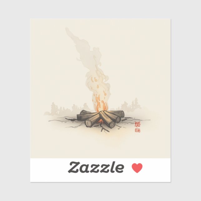 Pegatina campfire-inspired painting images (Hoja)