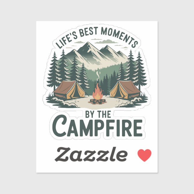 Pegatina Campfire Moments Sticker | Retro Camping Tent (Hoja)
