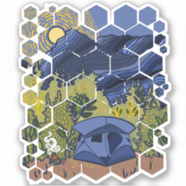 Pegatina Camping de carpas en las montañas