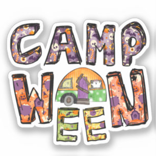 Pegatina Camping de Halloween   Pun de Word