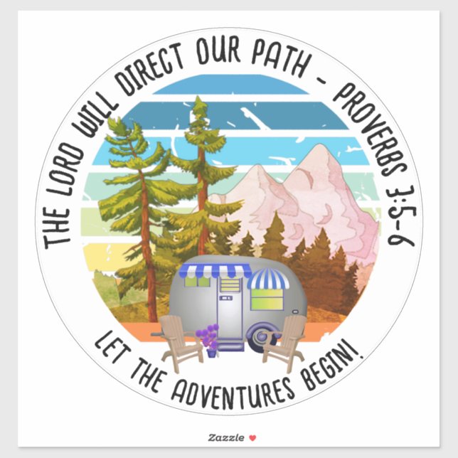 Pegatina Camping de verano de familia cristiana Van Life (Hoja)