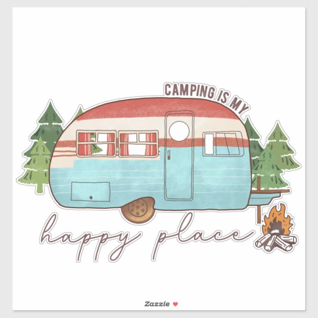 Pegatina Camping es mi lugar feliz (Hoja)
