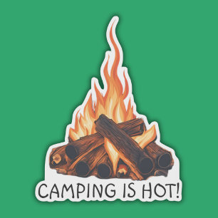 Pegatina ¡Camping Está Caliente! Resistente al agua.