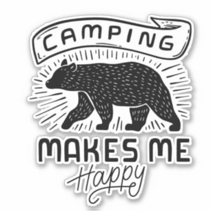 Pegatina Camping Me Hace Feliz Oso