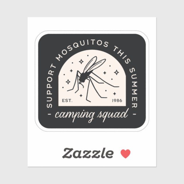 Pegatina Camping mosquito funny insect quotes whimsical (Hoja)