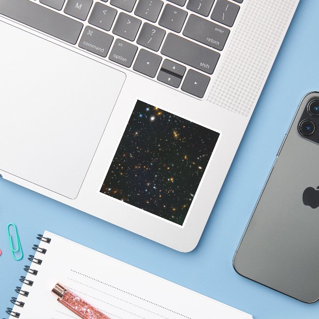 Pegatina Campo paralelo de Galaxy Cluster Abell 370. (Ordenado portátil con iPhone)