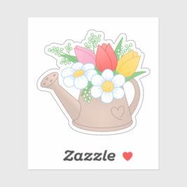 Pegatina Caña de agua de jardín con flores