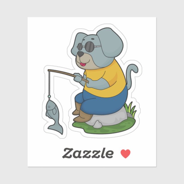 Pegatina Caña de pescar peces (Hoja)