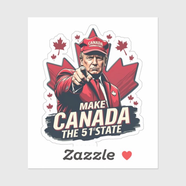 Pegatina Canadá: el 51° Estado Trump Canadá (Hoja)