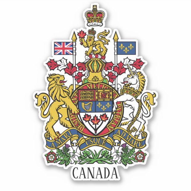 Pegatina Canadá National Coat Of Arms Patriotic (Anverso)