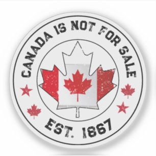 Pegatina Canadá no está a la venta Bandera Canadiense Est 1