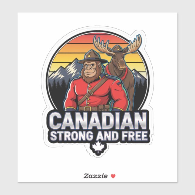 Pegatina Canadian Bigfoot Strong And Free (Hoja)