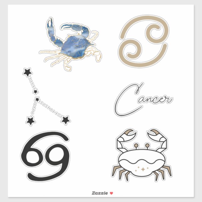 Pegatina Cáncer el cangrejo astrología cumpleaños zodiaco o (Hoja)