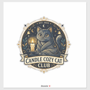 Pegatina Candle Cozy Cat Cat Regalo para Papá - Candle Cozy