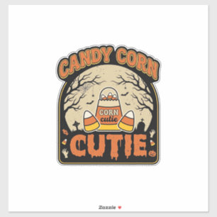 Pegatina Candy Corn Cutie Diseño Vectorial Vintage de Hallo