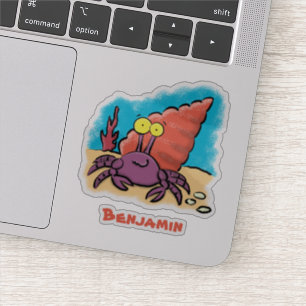 Pegatina Cangrejo ermitaño gracioso personalizado morado