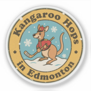 Pegatina Canguro de Hockey Divertido Edmonton