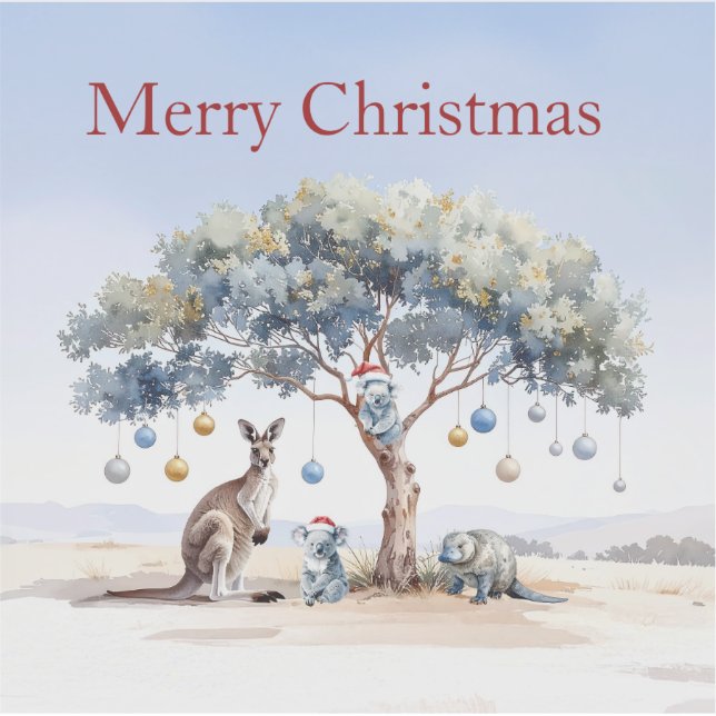 Pegatina Canguro Koalas Ornitorrinco Navidad Gumtree Esfera (Anverso)