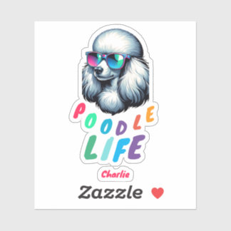 Pegatina Caniche que Lleva Gafas de Sol Regalo para Amante 