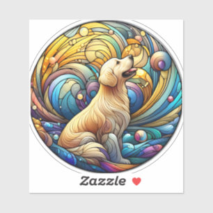 Pegatina Canina encantada en baños cerámicos cósmicos