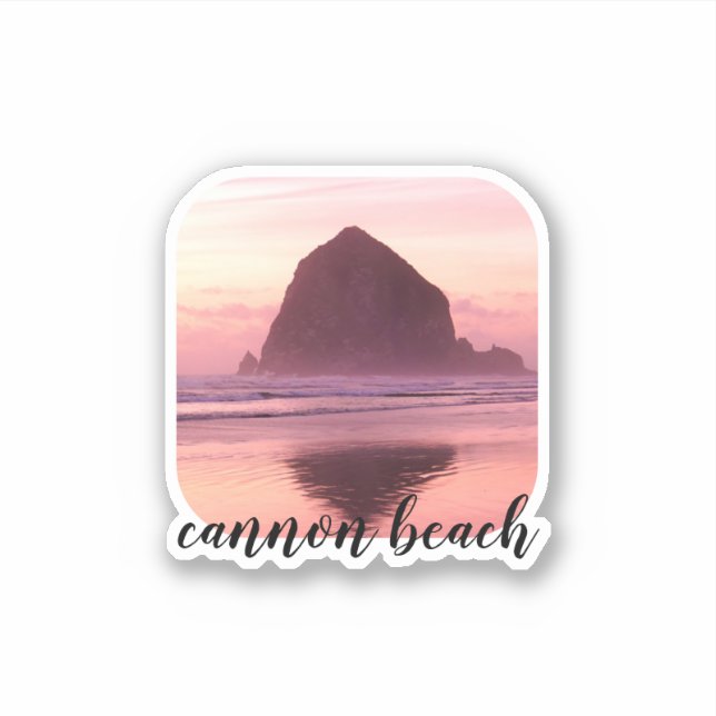 Pegatina Cannon Beach Personalizado Pink Sunset (Anverso)