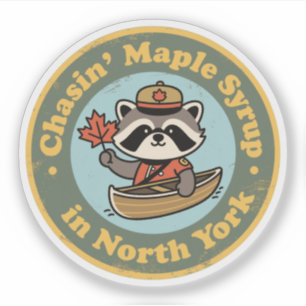 Pegatina Canoa de Mapache Retro de North York