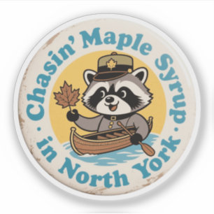 Pegatina Canoa Mapache Retro North York