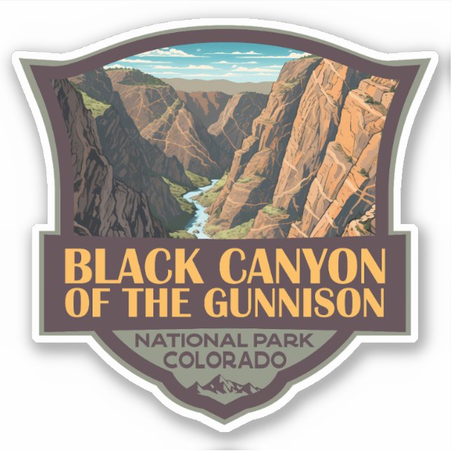 Pegatina Cañón Negro Del Arte Del Parque Nacional Gunnison (Anverso)