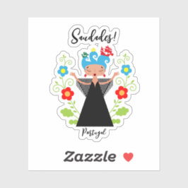 Pegatina Cantante de fado mujer con barcos carabela portugu