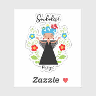 Pegatina Cantante de fado mujer con barcos carabela portugu