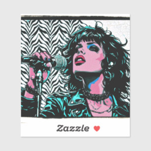 Pegatina Cantante de Pop Art Rosa Verde Musicos Amantes de
